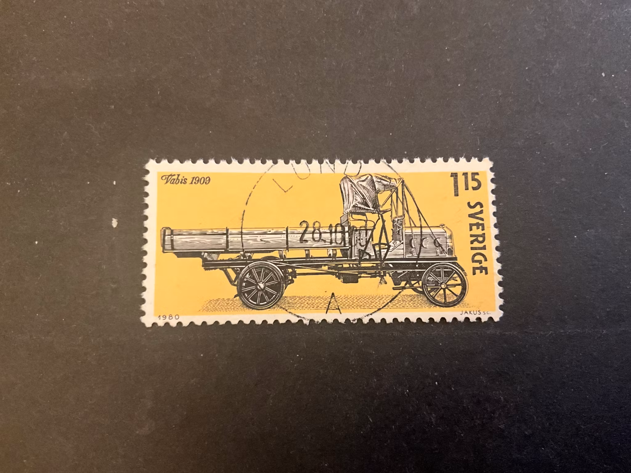 Svensk bilhistoria facit nr 1136 lyxstämplat LUND 8