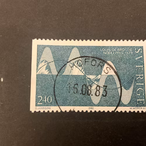 Nobelpristagare atomfysik facit nr 1233 praktstämplat HOFORS