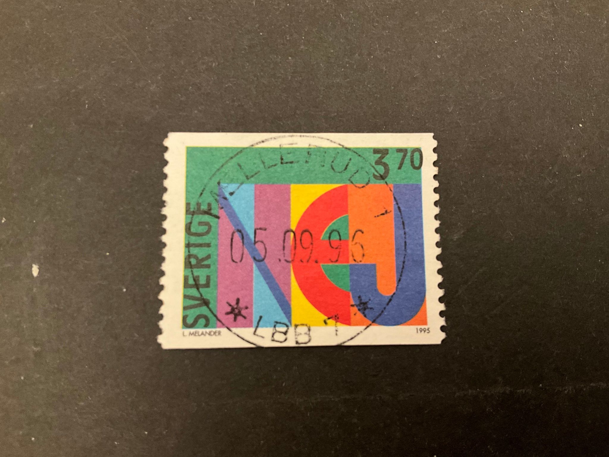 Ja och NEJ frimärken facit nr 1885 lyxstämplat MELLERUD 1 *LBB 7*