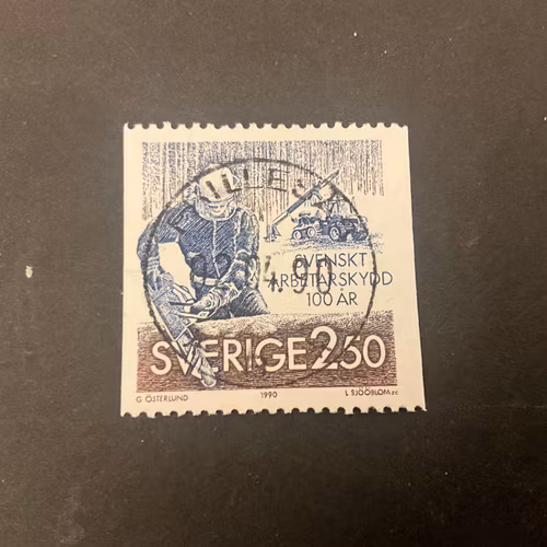 Svenskt arbetarskydd 100 år facit nr 1617 lyxstämplat FRILLESÅS