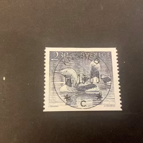 Fåglar vid vatten facit nr 1395 lyxstämplat KNÄRED