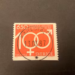 Fredrika Bremerförbundet 100 år facit nr 1310 lyxstämplat KARLSTAD 1