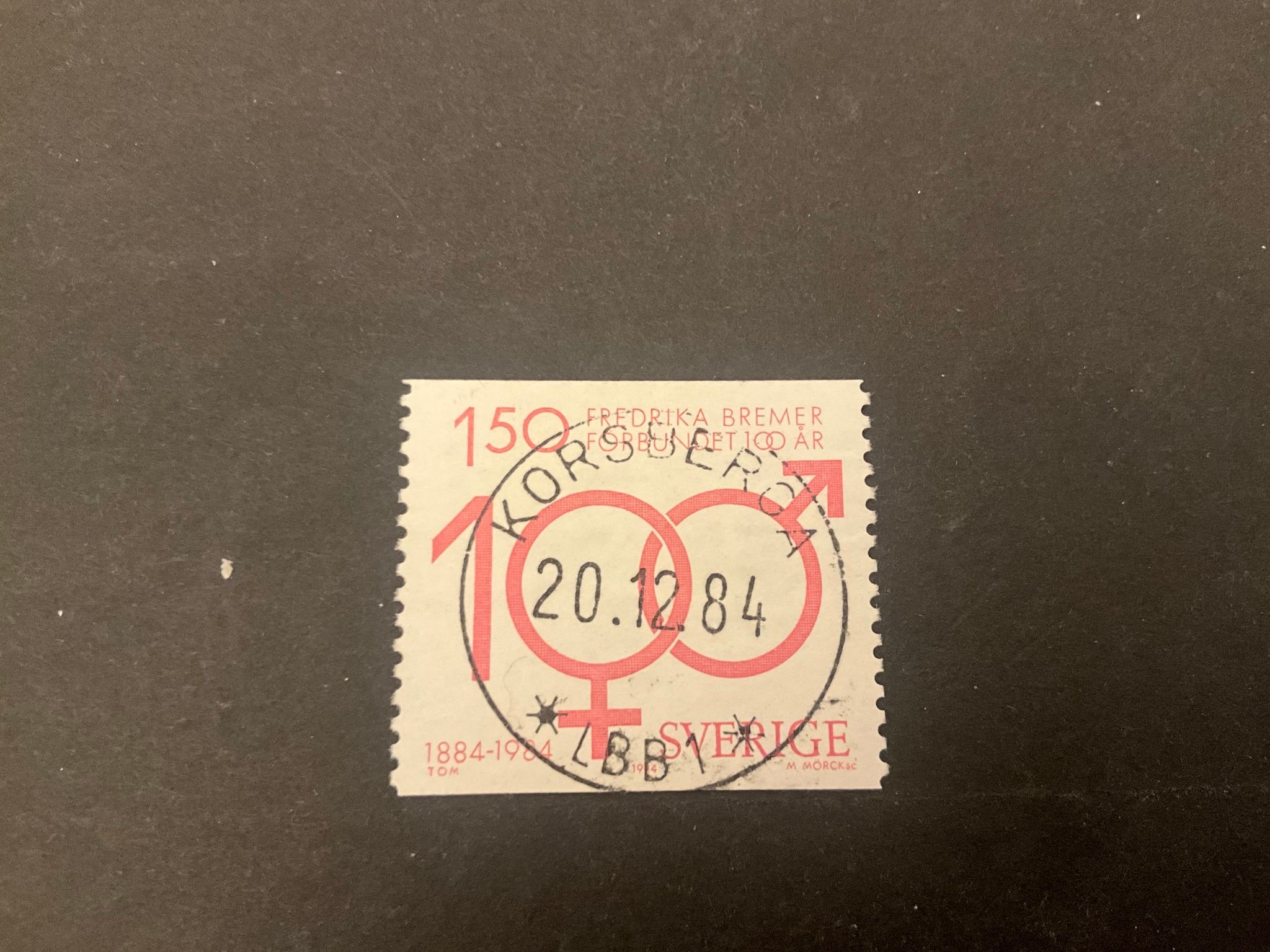 Fredrika Bremerförbundet 100 år facit 1309 lyxstämplat KORSBERGA*LBB1*