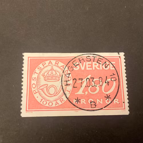 Postsparandet 100 år facit 1286 lyxstämplat HÄGERSTEN 10