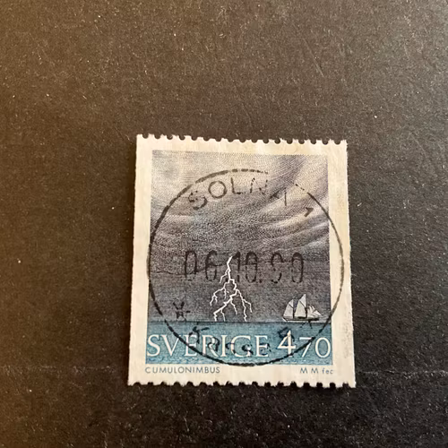 Moln och väder facit nr 1651 lyxstämplat SOLNA 1