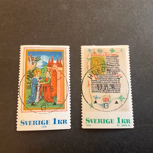 Medeltida bokmåleri facit 985+986 lyxstämplat HOFORS 1