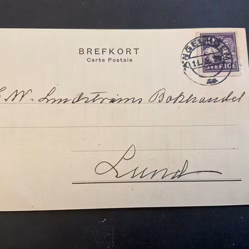 Brefkort frankerat med stående lejon