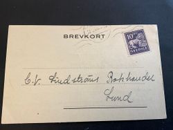Brevkort frankerat med stående lejon