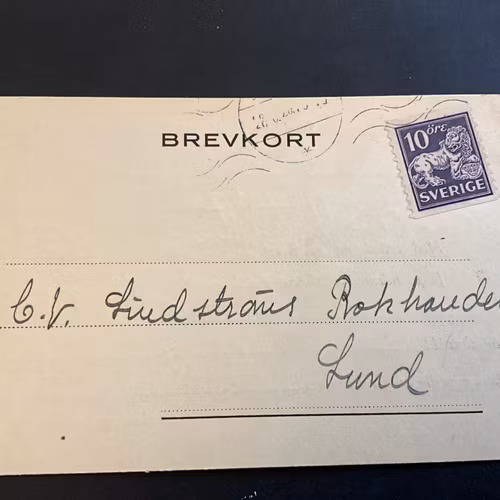 Brevkort frankerat med stående lejon