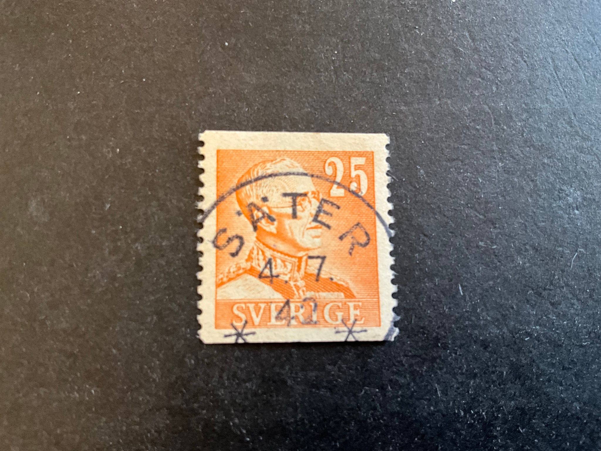 Gustaf V Adolf profil höger facit 277 praktstämplat SÄTER