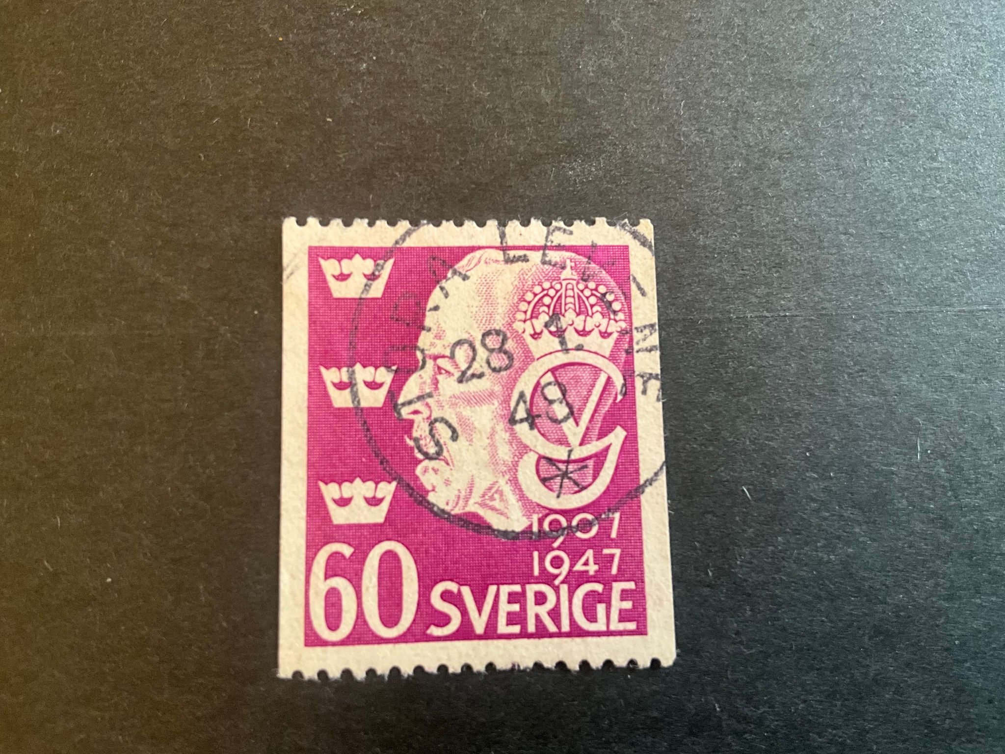 Gustaf V 40 år som regent facit nr 378 praktstämplat STORA LEVENE