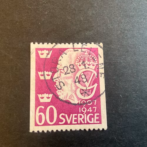 Gustaf V 40 år som regent facit nr 378 praktstämplat STORA LEVENE