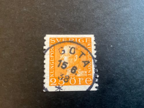 Gustaf V profil vänster facit 184 praktstämplat GÖTA