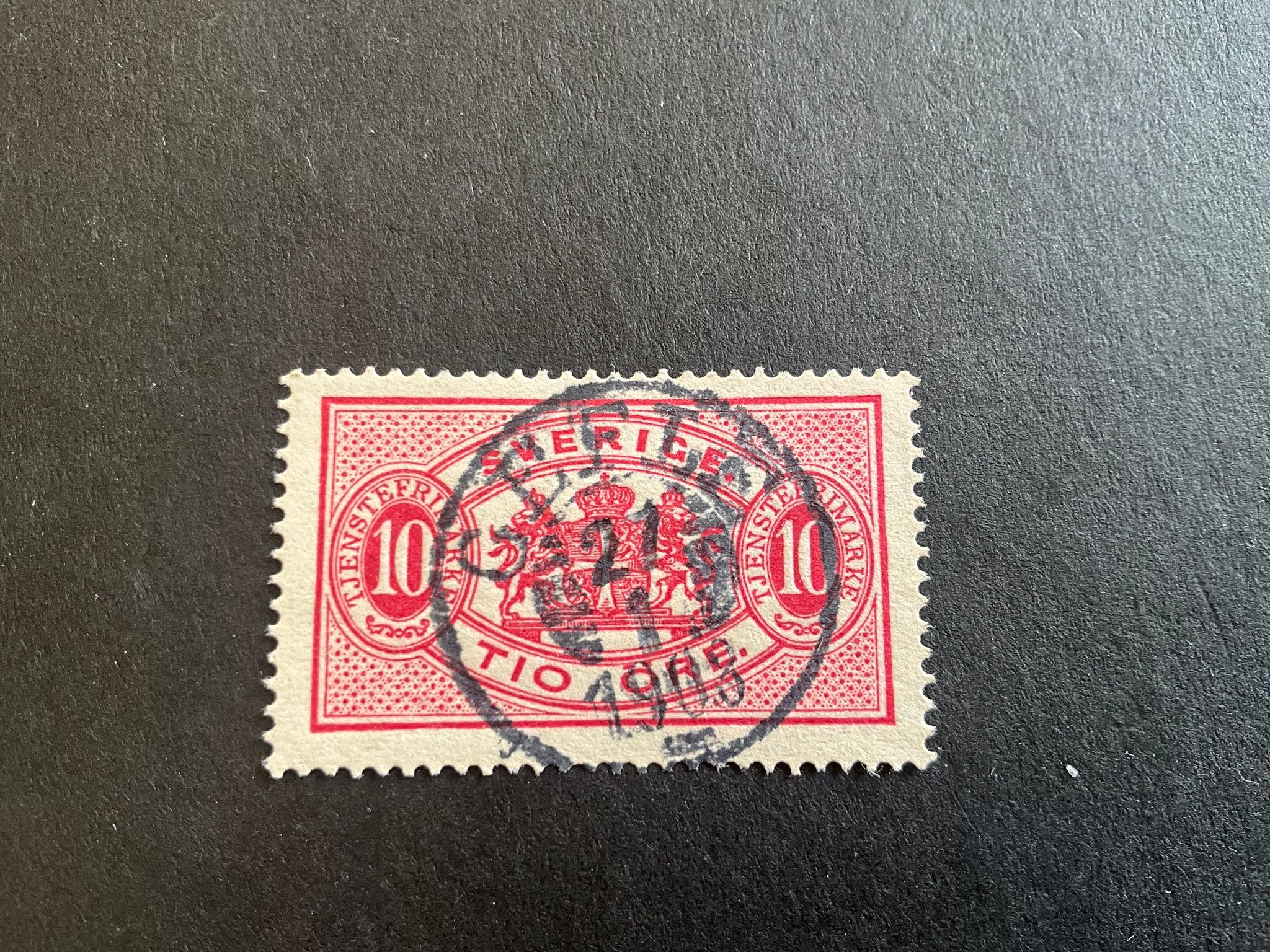 Tjänstefrimärke facit TJ 16 lyxstämplat GEFLE