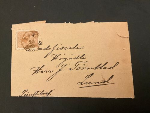 Facit nr 14 B stämplat på brevframsida