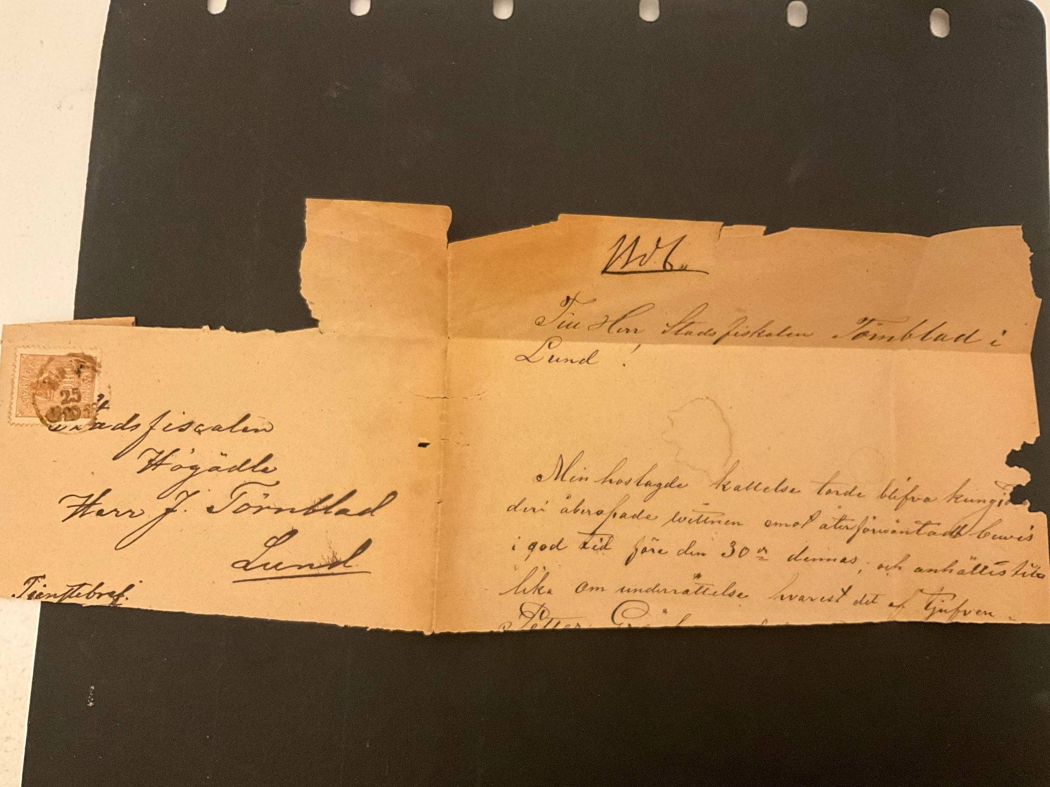 Facit nr 14 B stämplat på brevframsida