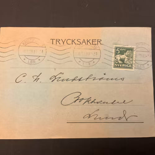 Trycksak frankerat med stående lejon