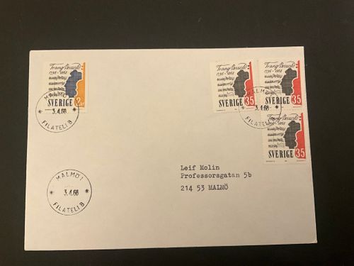 Franz Berwald postgånget FDC-brev, facit 622-623