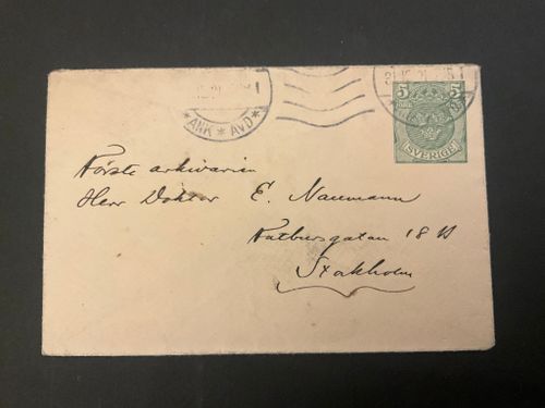 Brev med förtryckt lilla riksvapnet