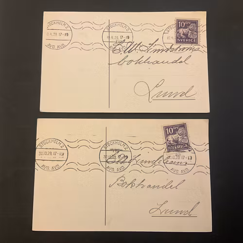 2 st kort frankerade med stående lejon
