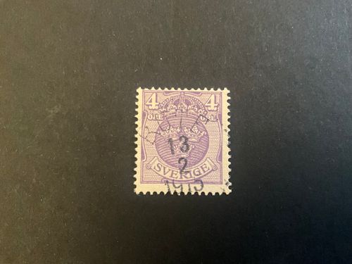 Lilla riksvapnet facit 74 med omvänt vm våglinjer praktstämplat RUTE