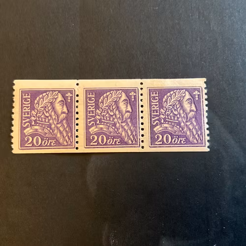 Gustaf Wasa facit nr 153 A postfriskt 3-strip , prissatt efter billigaste nyans