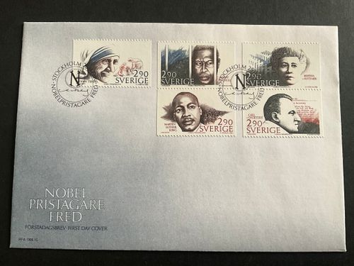 FDC Nobelpristagare fred 1986 facit nr 1430-1434