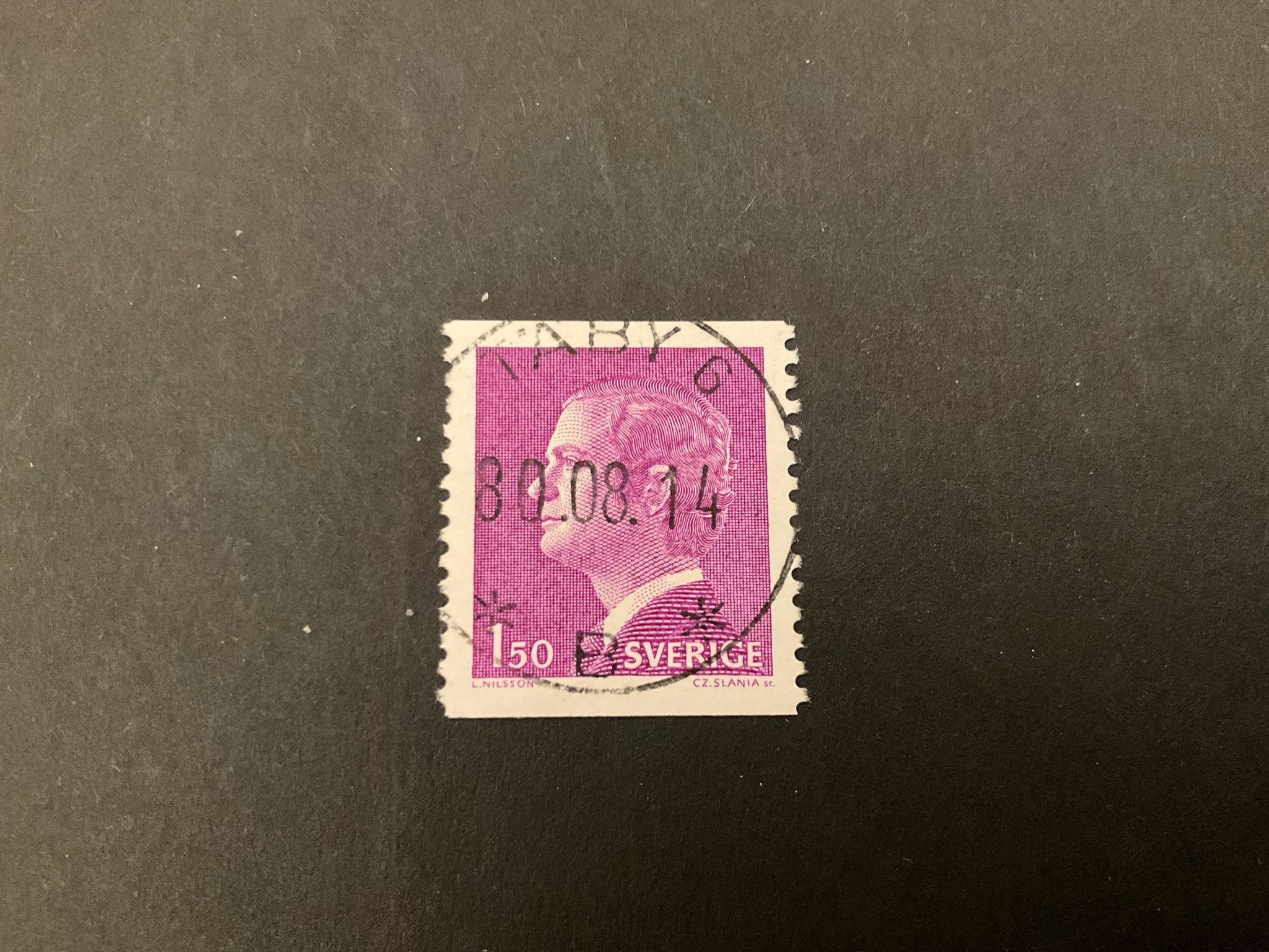 Carl XVI Gustaf typ I facit nr 1130 A lyxstämplat TÄBY 6