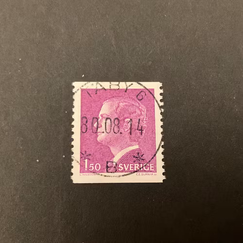Carl XVI Gustaf typ I facit nr 1130 A lyxstämplat TÄBY 6