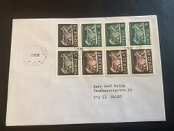Axel Pettersson facit nr 639-641 stämplat Stockholm 40 på postgånget FDC