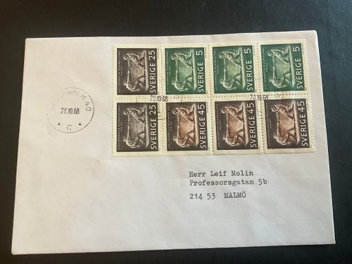 Axel Pettersson facit nr 639-641 stämplat Stockholm 40 på postgånget FDC
