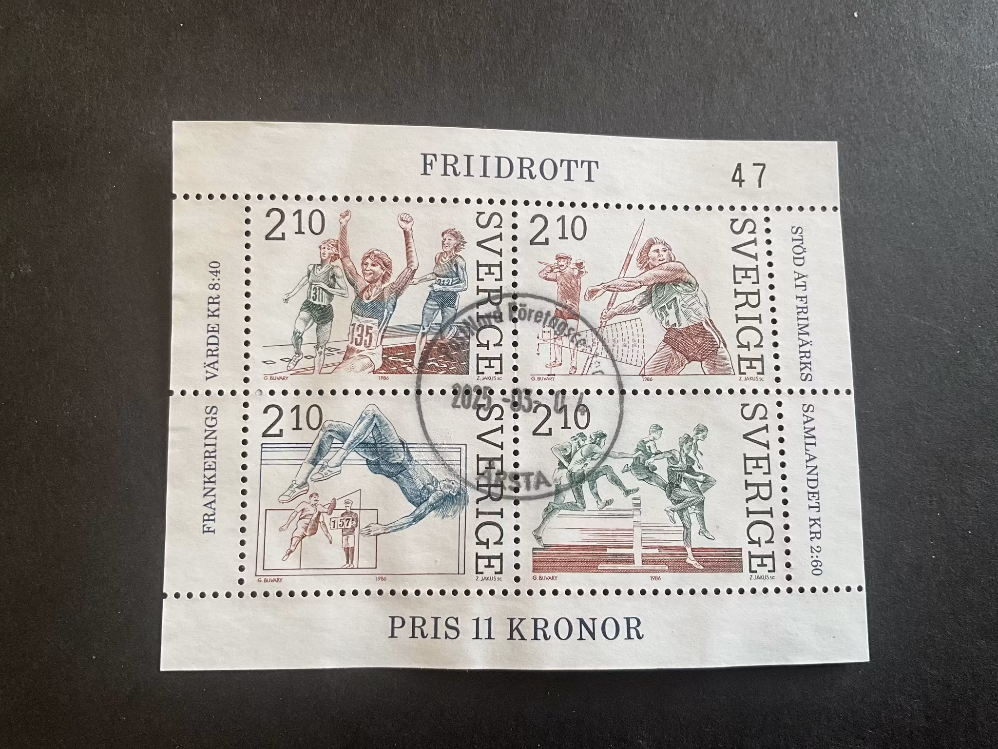 Friidrott facit nr 1420-1423 i stämplat block