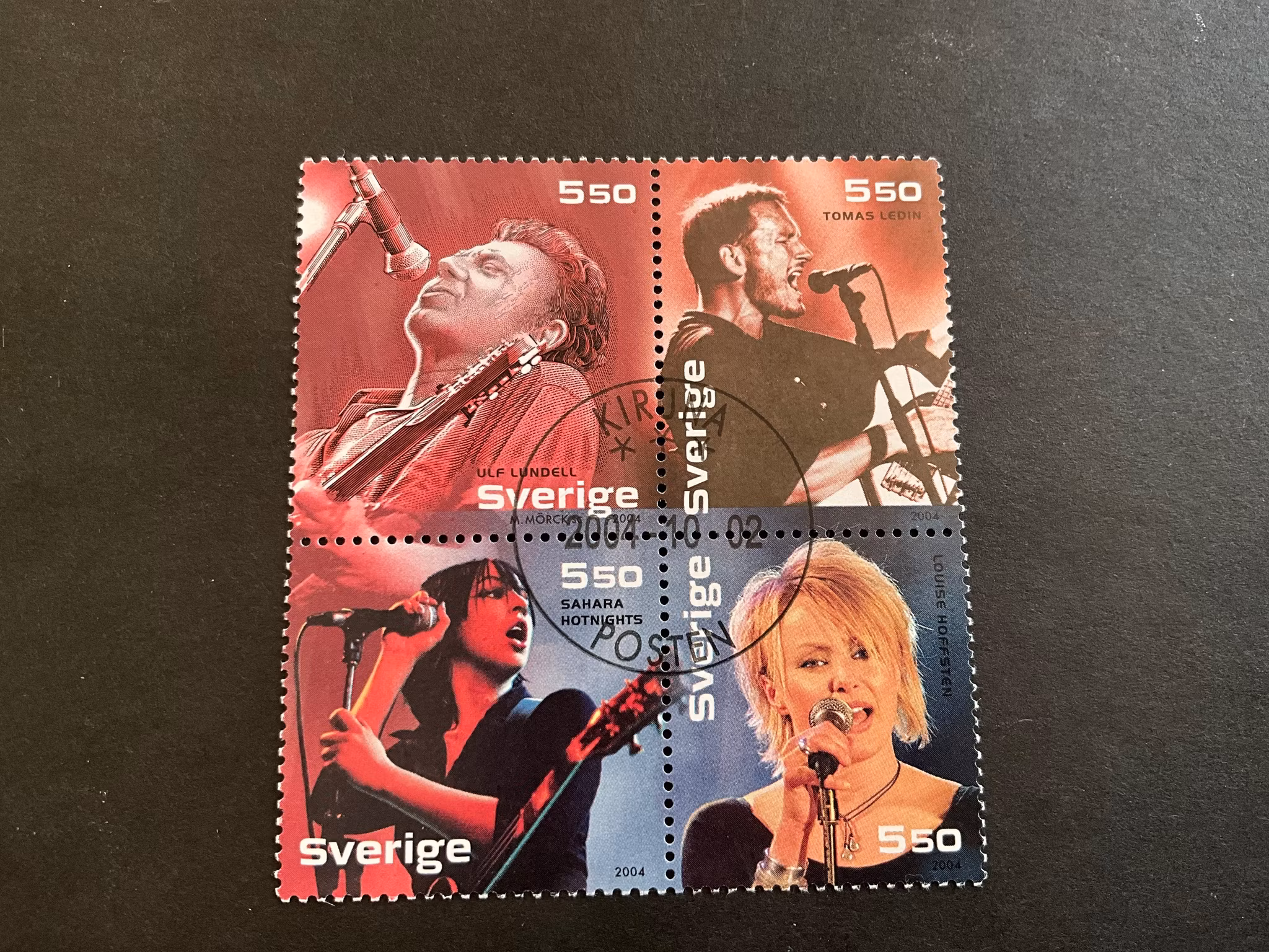 Rock 54-04 facit nr 2446,2447,2449,2450 i lyxstämplat block KIRUNA
