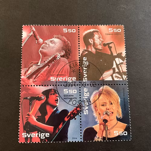 Rock 54-04 facit nr 2446,2447,2449,2450 i lyxstämplat block KIRUNA