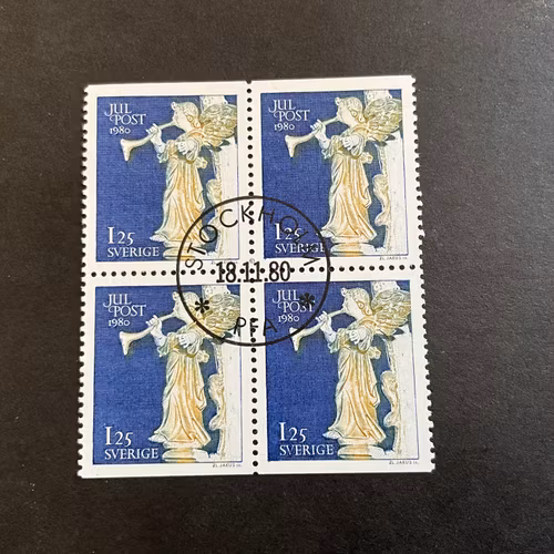 Julpost facit nr 1150 BB i lyxstämplat 4-block STOCKHOLM