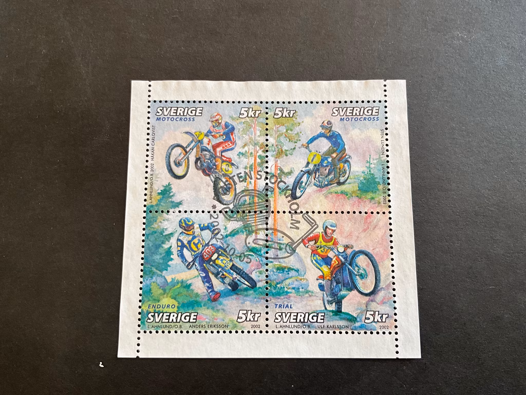 Motorcykelsport facit nr 2331-2334 lyxstämplat 4-block POSTEN STOCKHOLM