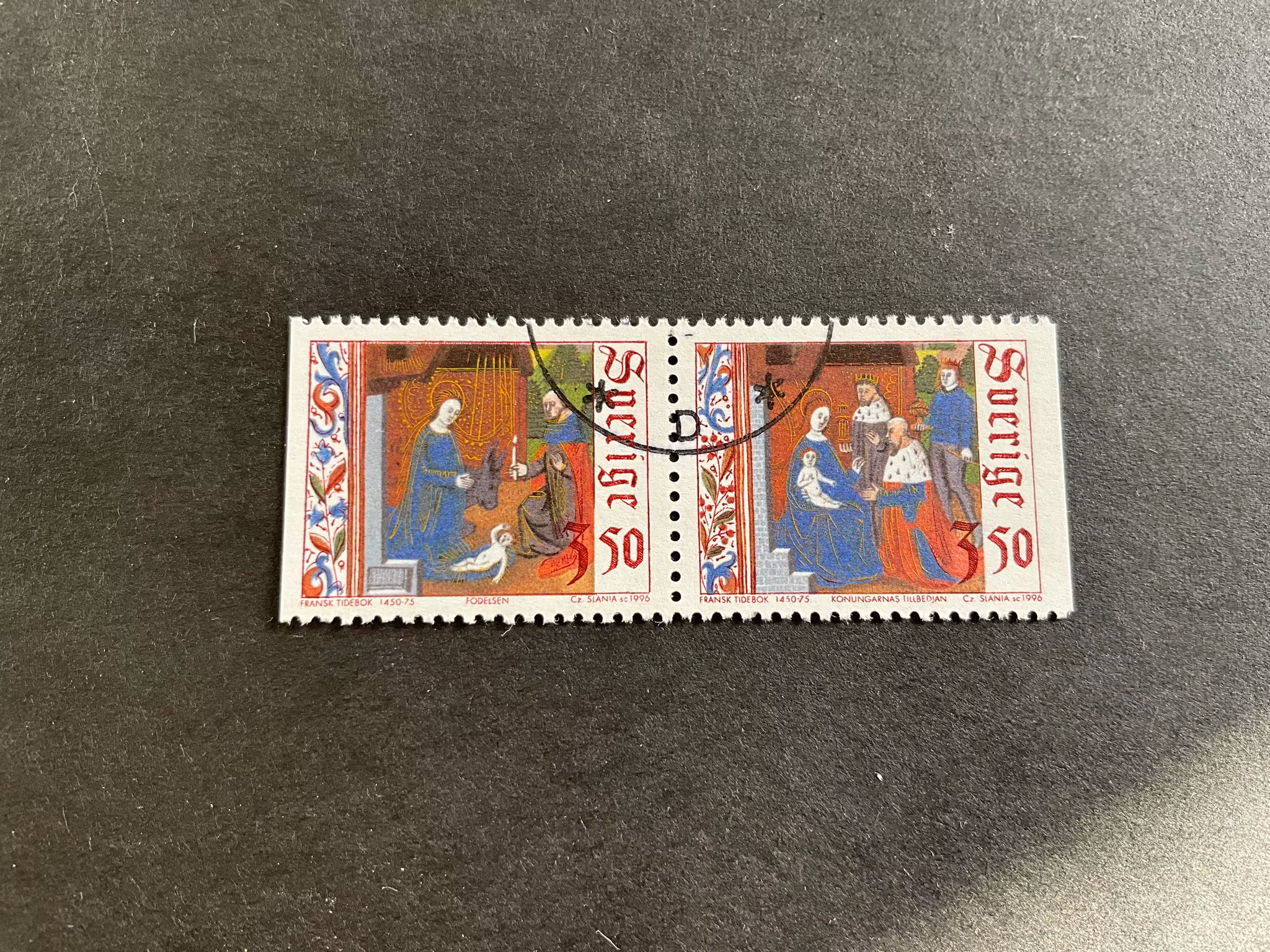 Julpost 1996 facit nr 1988 SX stämplat par
