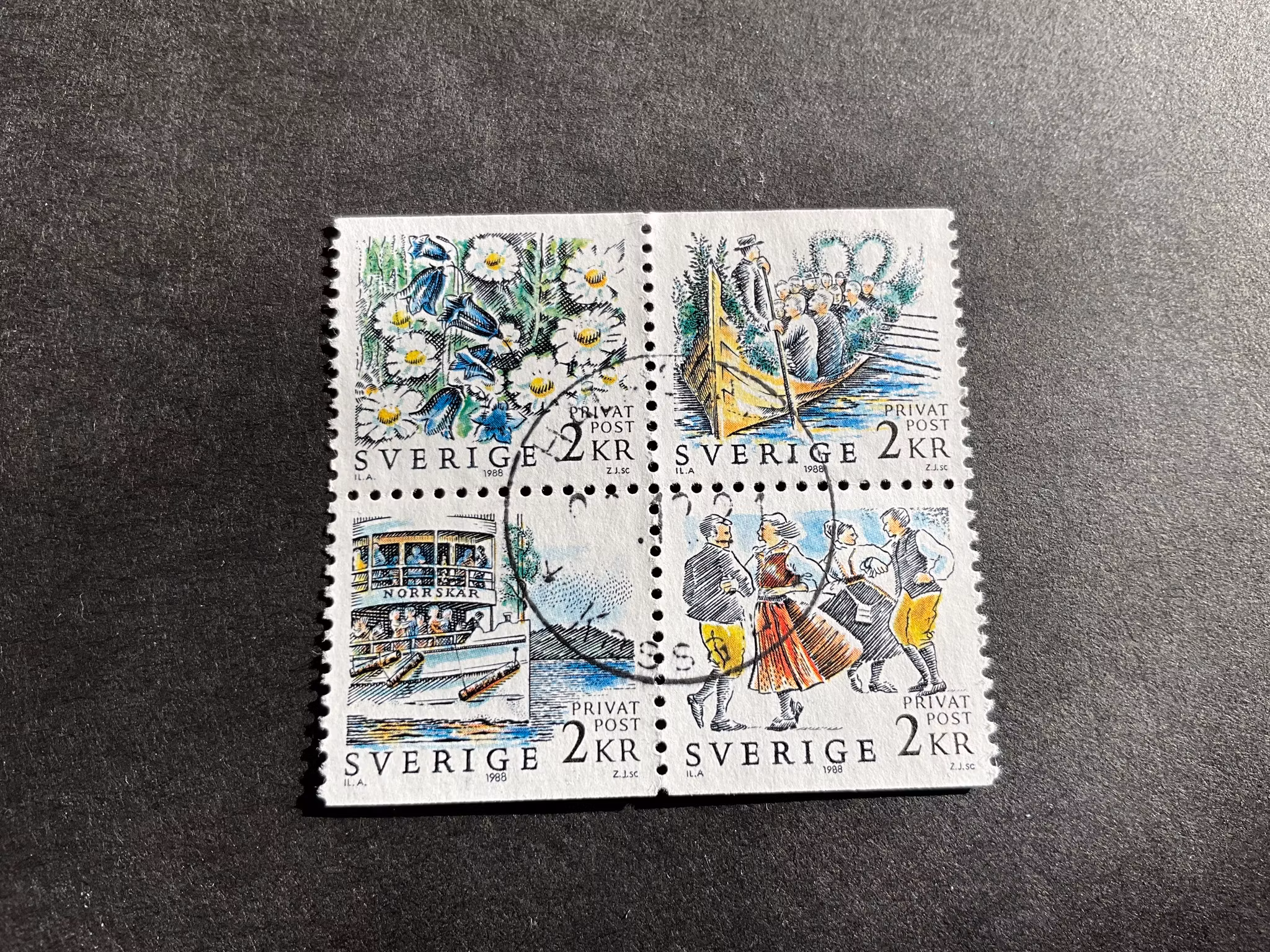 Rabattmärken X-midsommar facit nr 1504-1505 SX i stämplat 4-block