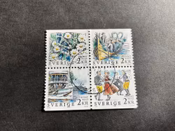 Rabattmärken X-midsommar facit nr 1504-1505 SX i stämplat 4-block