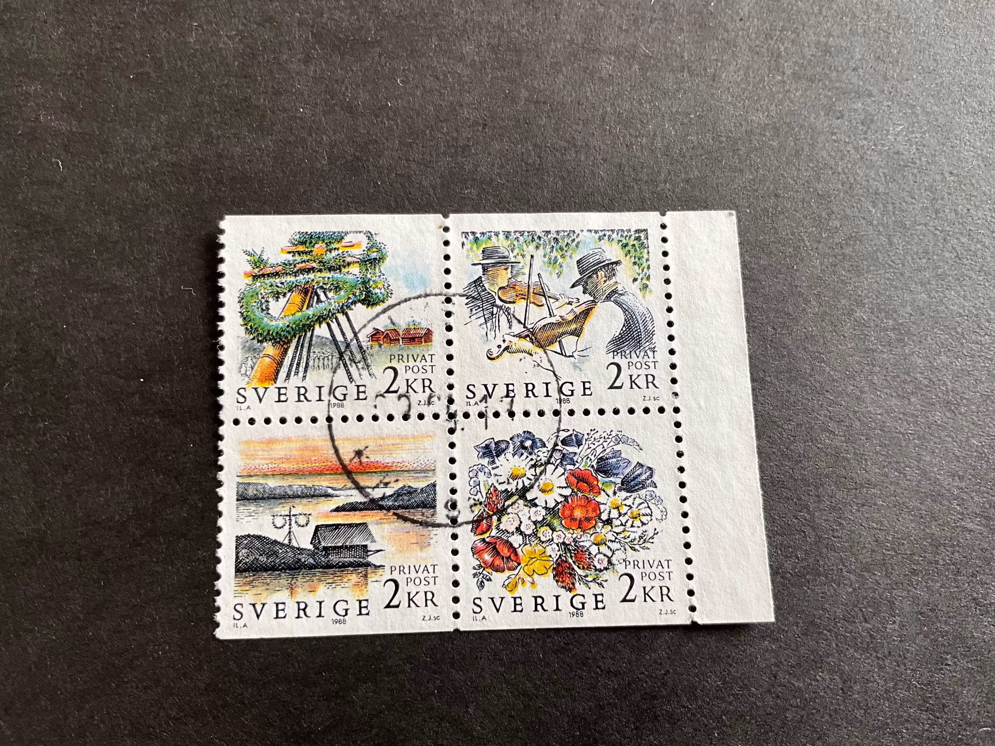 Rabattmärken X-midsommar facit nr 1507-1508 SX i stämplat 4-block