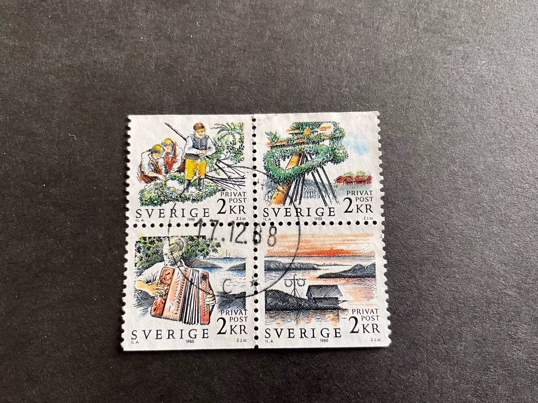 Rabattmärken X-midsommar facit nr 1506-1507 SX i stämplat 4-block