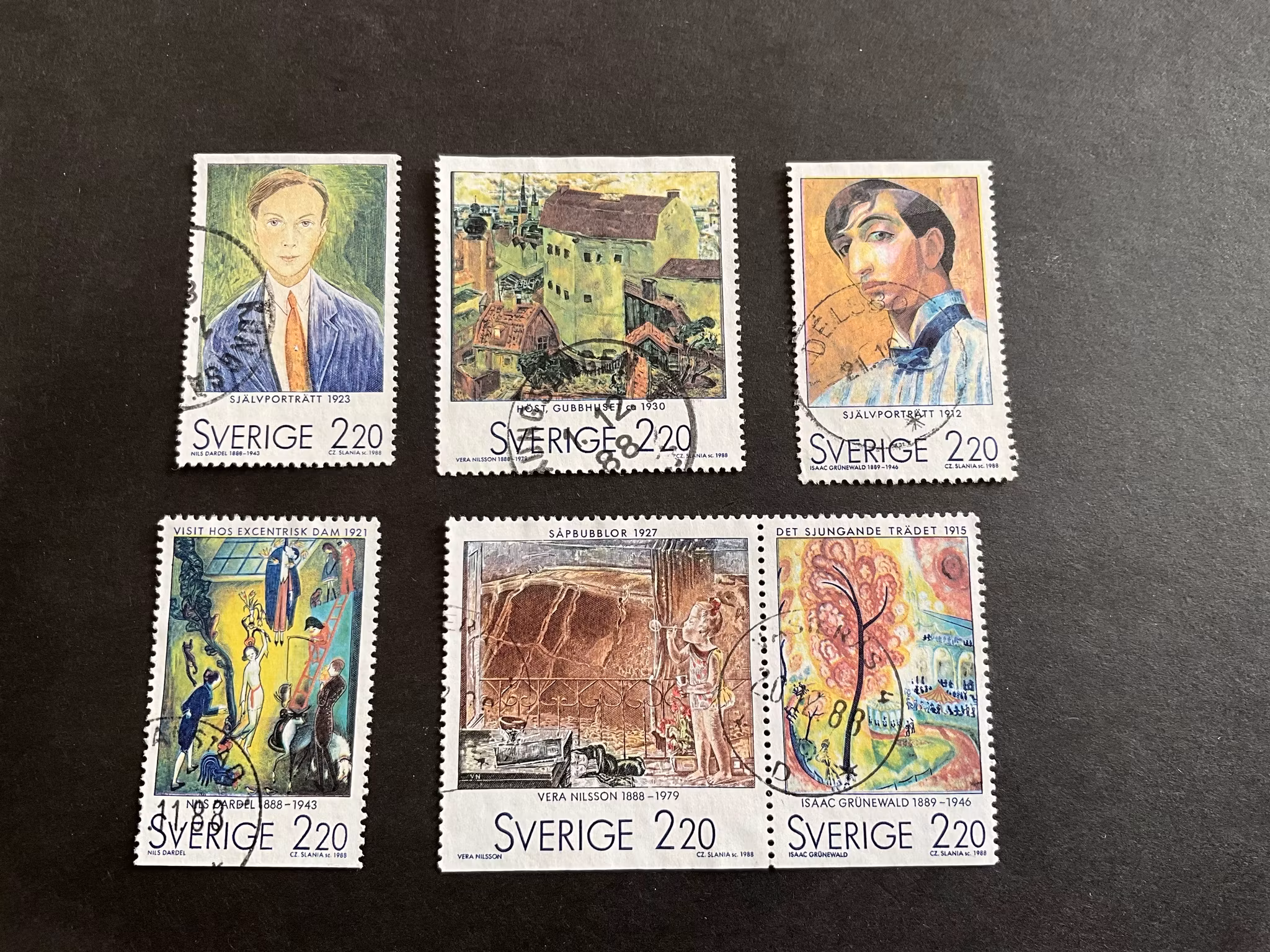 Svenska konstnärer i Paris facit nr 1512-1517 stämplad sats