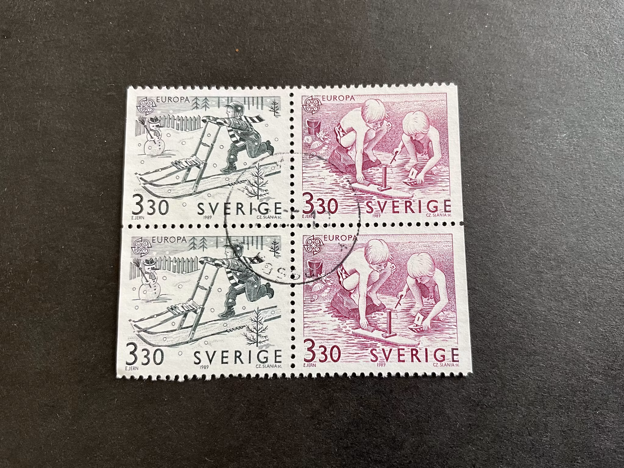 Europa XVIII facit nr 1558 SX i stämplat 4-block