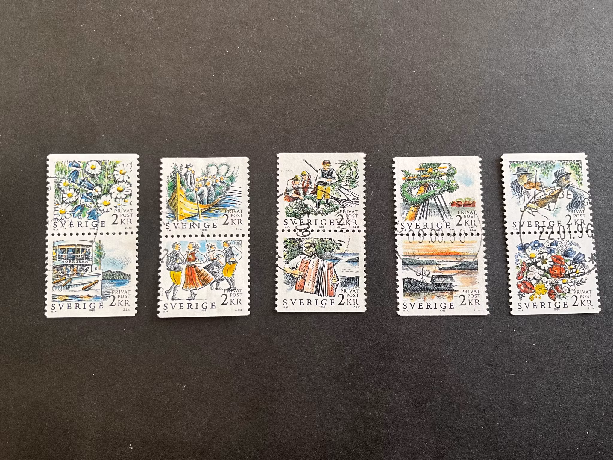 Rabattmärken X-midsommar facit nr 1504-1508 SX stämplade par