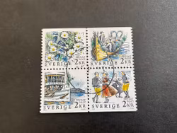 Rabattmärken X-midsommar facit nr 1504 och 1505 SX i stämplat 4-block