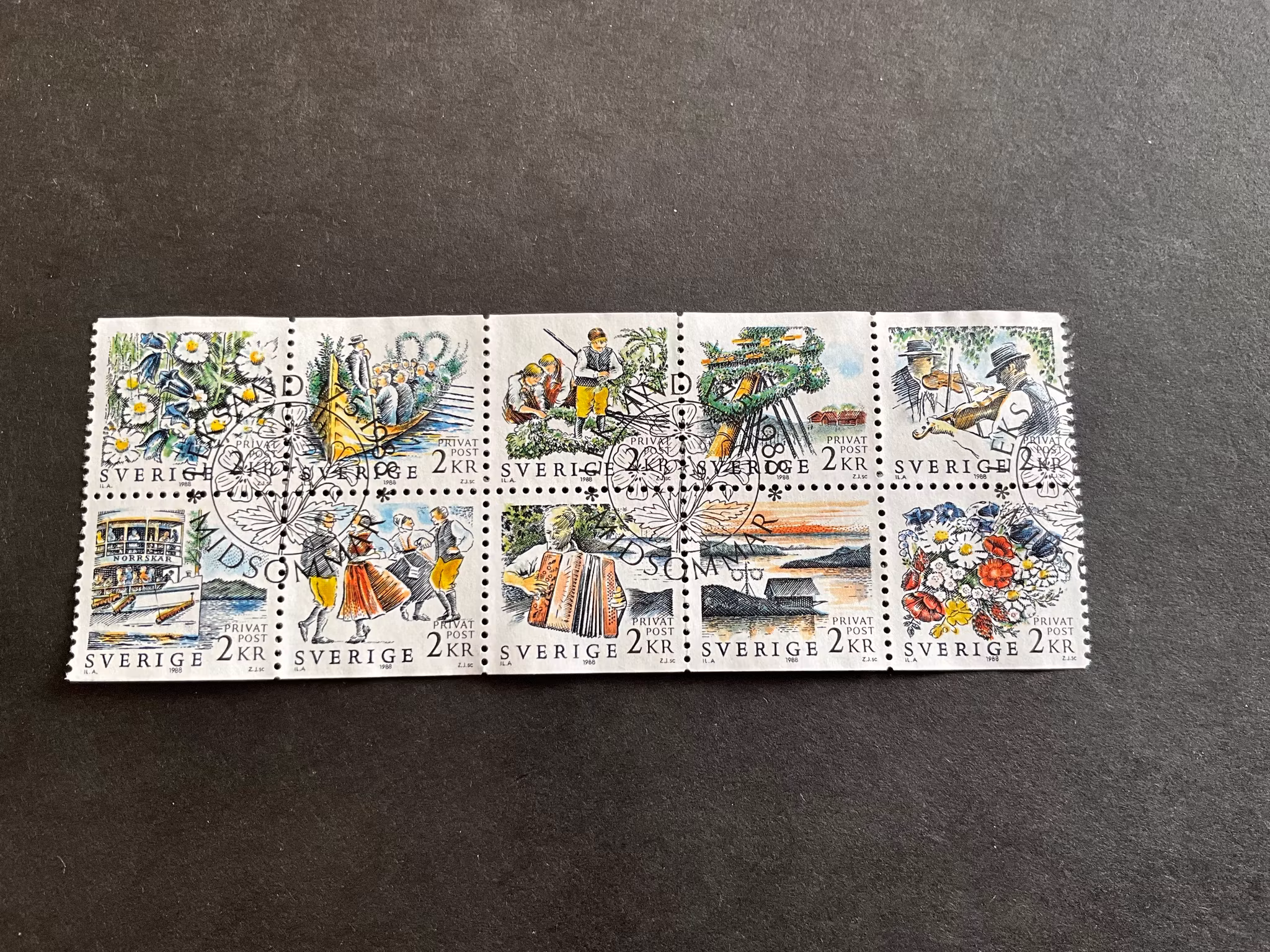 Rabattmärken X-midsommar facit nr 1504-1508 SX i stämplat block