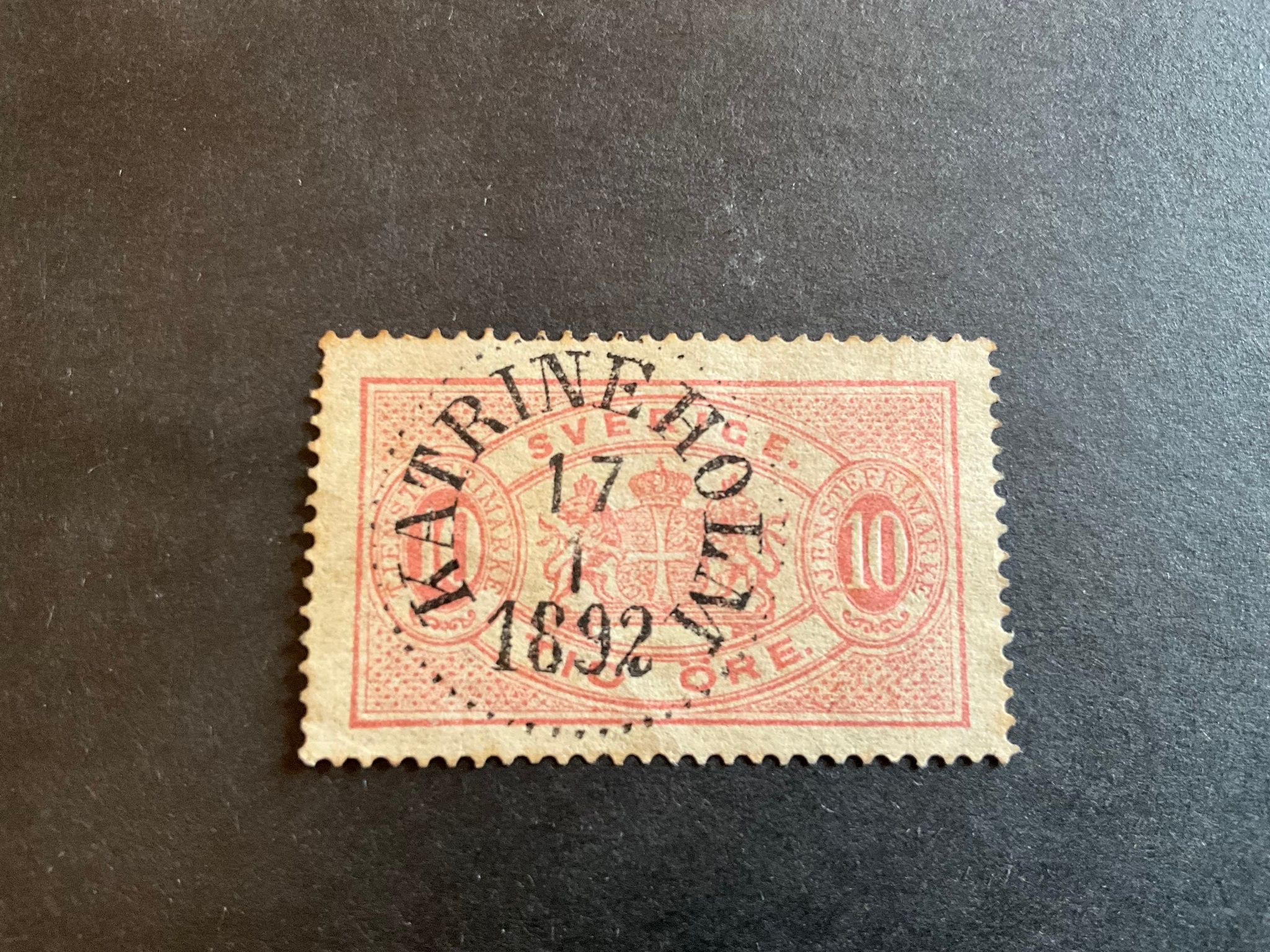 Tjänstefrimärke TJ 16 A lyxstämplat KATRINEHOLM