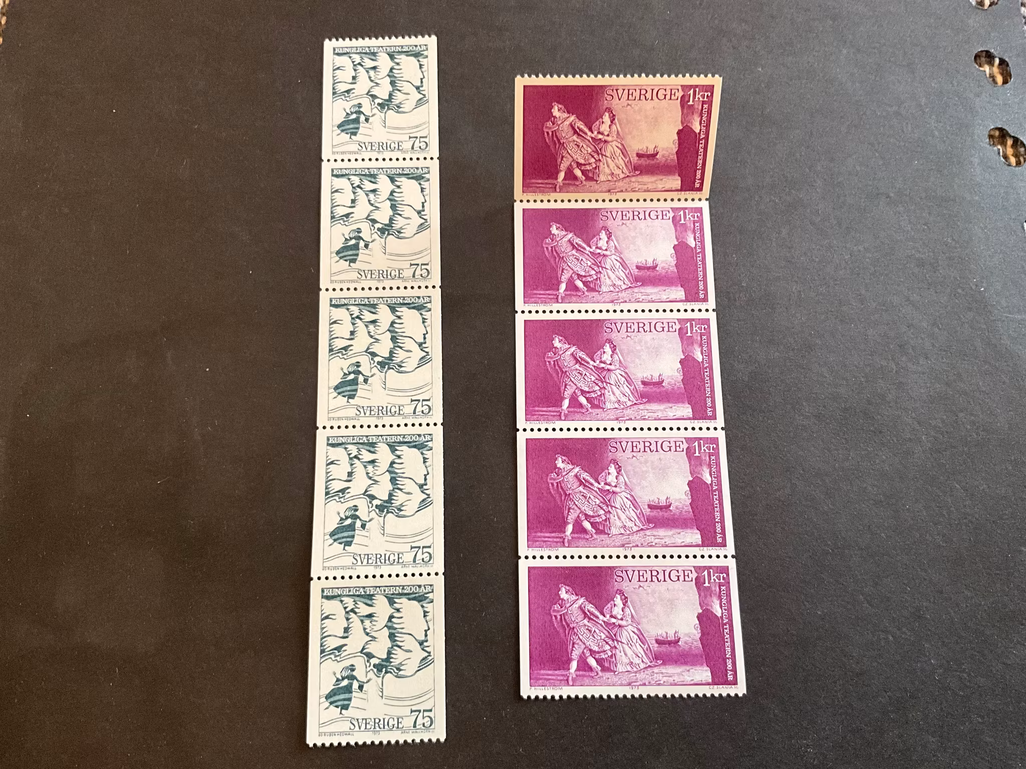 Kungliga teatern 200 år facit nr 809,810 postfriska 5-strip
