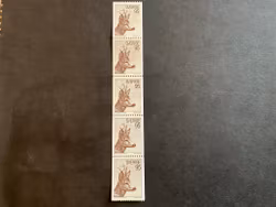 Rådjur facit nr 768 V1 , gul fluoroscense postfriskt 5-strip