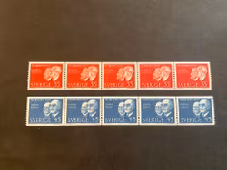 Nobelpristagare 1907 facit nr 618 A och 619 A postfriska 5-strip